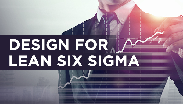poster para o curso design for lean six sigma com a imagem de um empresário projetando um gráfico em ascensão