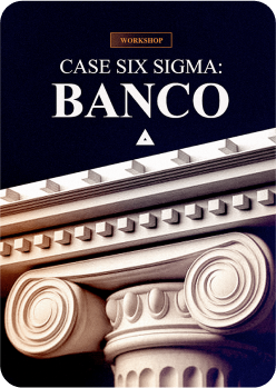 poster para o curso case six sigma banco com a imagem de um pilar antigo