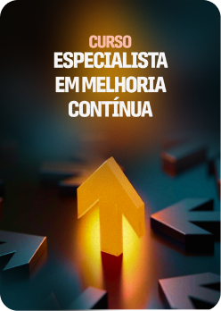 Poster para o curso especialista em melhoria contínua com a imagem de uma seta destacada