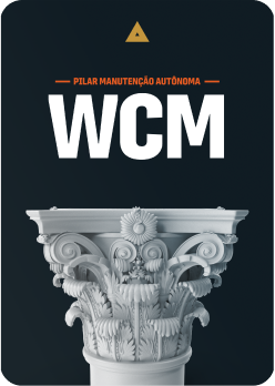 Poster para o curso pilar manutenção autônoma WCM com a imagem de um pilar centralizado