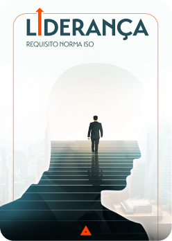 poster para o curso de liderança com a imagem de um homem pensando e outro subindo uma escada