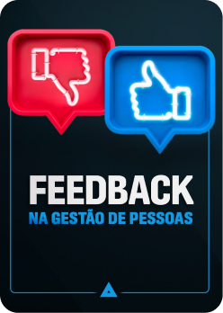 poster para o curso feedback na gestão de pessoas com a imagem de uma mão fazendo sinal positivo e a outra negativa