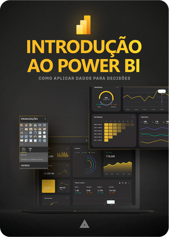 Poster para o curso introdução ao power bi com a imagem de várias dashboards