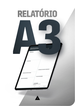 poster para o curso relatório a3 com a imagem de um tablet projetando uma tabela