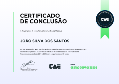 imagem do certificado de conclusão de gestão de processos