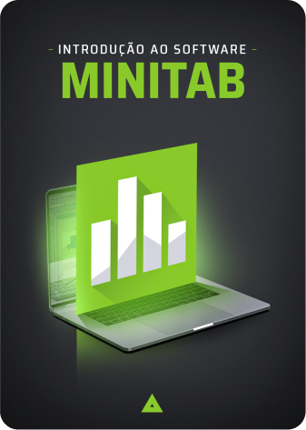 poster para o curso minitab com a imagem de um computador e o logotipo do minitab