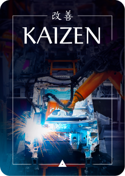 poster para o curso kaizen com a imagem de um robô de indústria