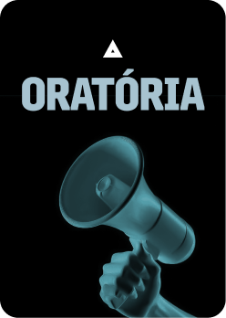 poster para o curso de oratória com a imagem de um megafone