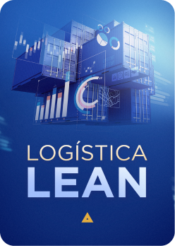 poster para o curso logística lean com a imagem de containers sobrepondo alguns gráficos