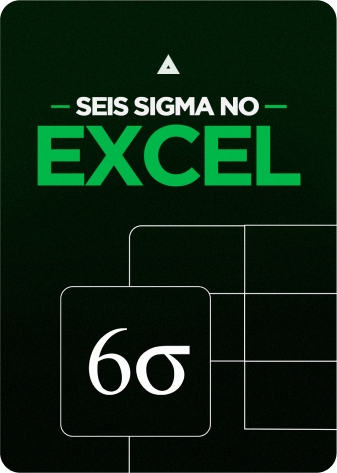 Poster para o curso Seis Sigma no Excel com a imagem de uma planilha e o símbolo do lean six sigma