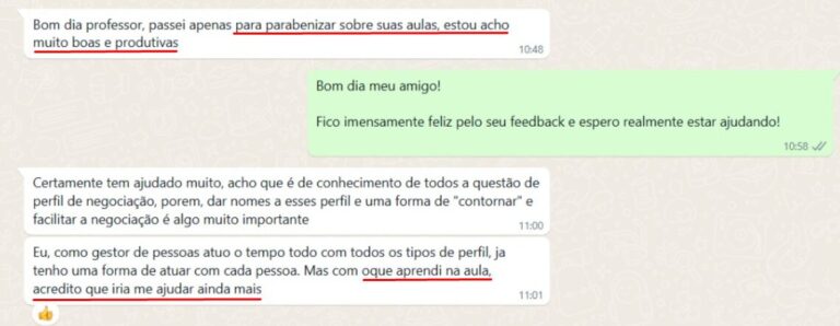 depoimento aula de negociação